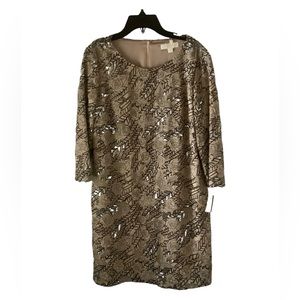 Erin By Erin Fetherston Women’s Dress Tan Embroidered With Sequins Size 8
